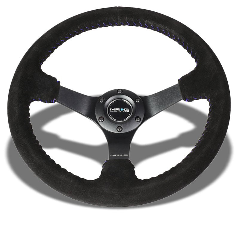 Blue Stitch 350mm 3" Deep RST-036MB-S-BL "ODI" Bakchis Inspired NRG Steer Wheel-Interior-BuildFastCar