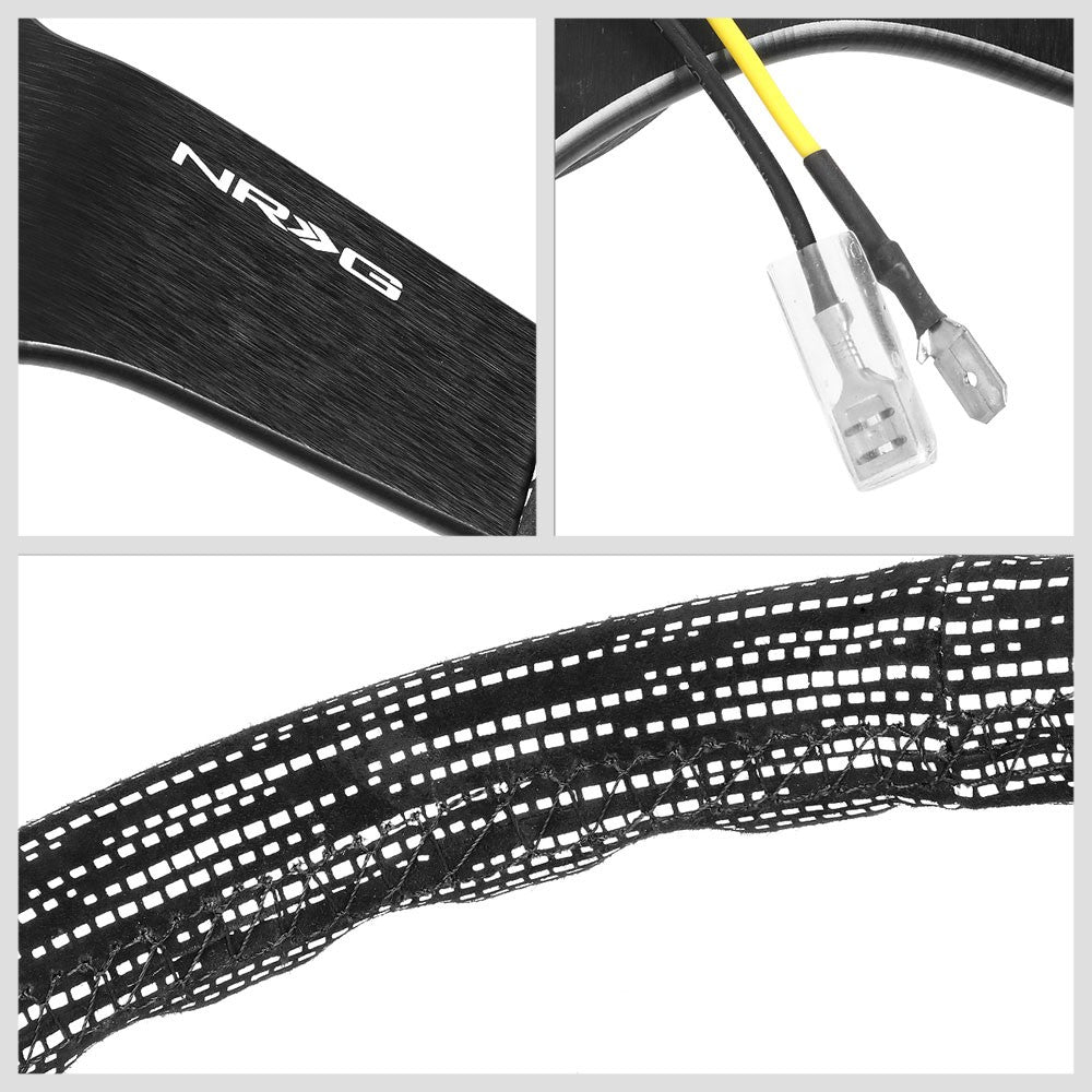 NRG RST-036MB-SA-H 350mm 3" Deep Dish 3 Spoke Black Micro Fiber Steering Wheel