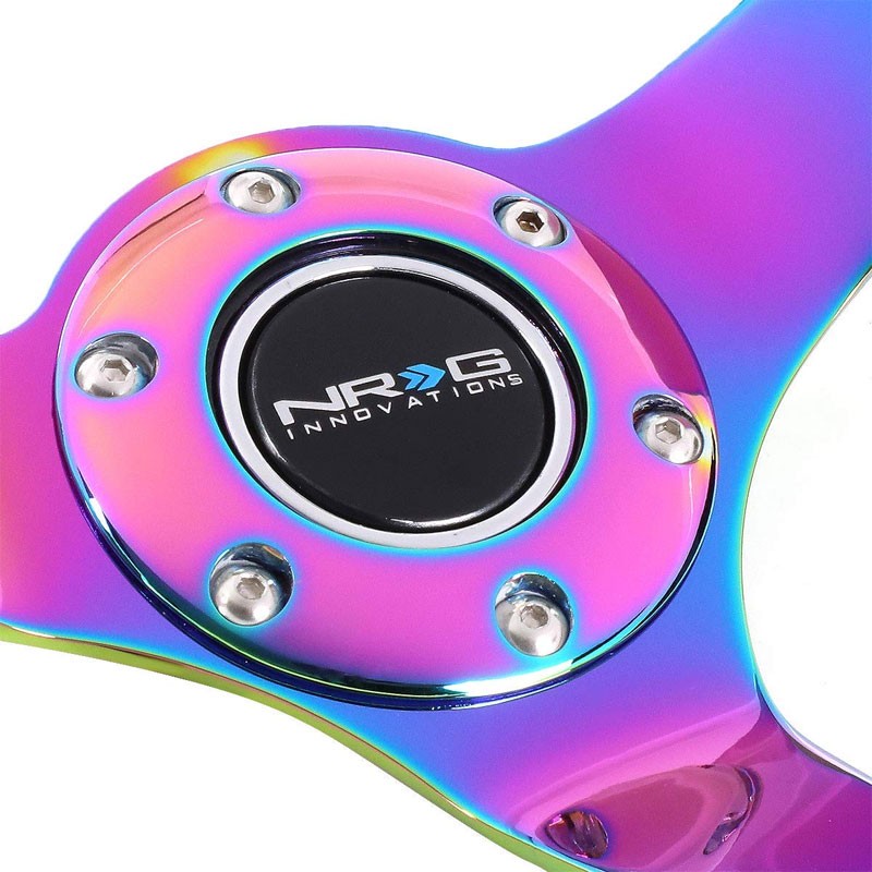 White Wood/Neo Chrome 350mm 3" Deep RST-036WT-MC Classic NRG Steering Wheel+Horn-Interior-BuildFastCar