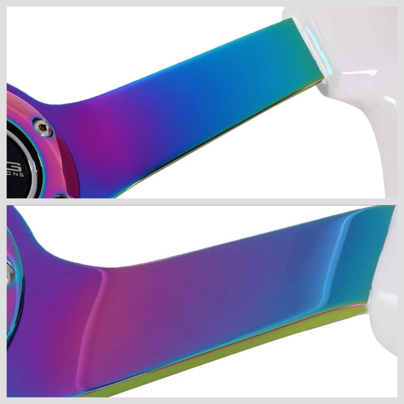 White Wood/Neo Chrome 350mm 3" Deep RST-036WT-MC Classic NRG Steering Wheel+Horn-Interior-BuildFastCar