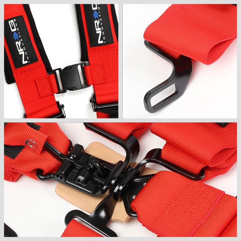 NRG SBH-5PCRD-620 5P Latch Link Red SFI 16.1 Racing Seat Belt Harness Cushion-Seats & Components-BuildFastCar