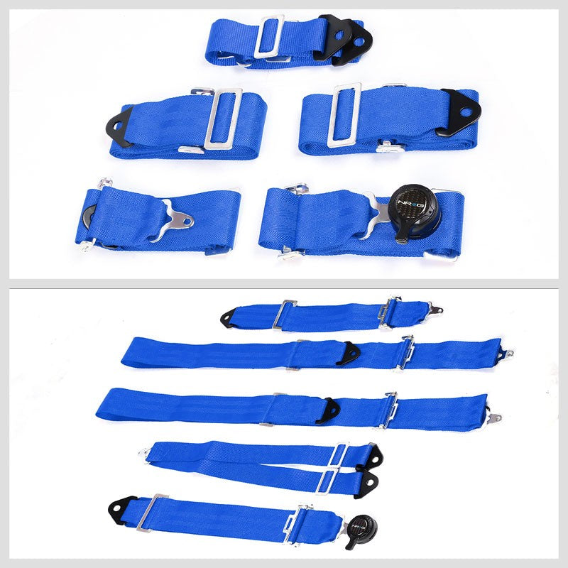 NRG SBH-6PCBL 6-Point Cam Lock Blue Racing Seat Belt Harness Replacement-Seats & Components-BuildFastCar