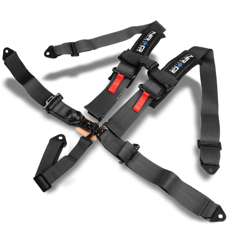 NRG SBH-R5PCBK 5-Point Latch Link Black SFI 16.1 Race Seat Belt Harness Cushion-Seats & Components-BuildFastCar