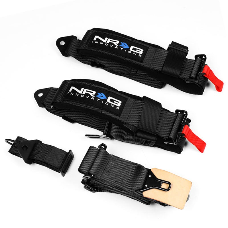 NRG SBH-R5PCBK 5-Point Latch Link Black SFI 16.1 Race Seat Belt Harness Cushion-Seats & Components-BuildFastCar