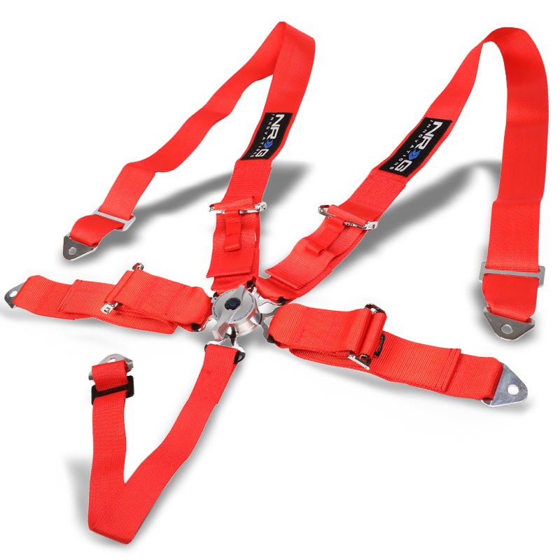 NRG SBH-R6PCRD 5-Point Cam Lock Red SFI Approved 16.1 Racing Seat Belt Harness-Seats & Components-BuildFastCar