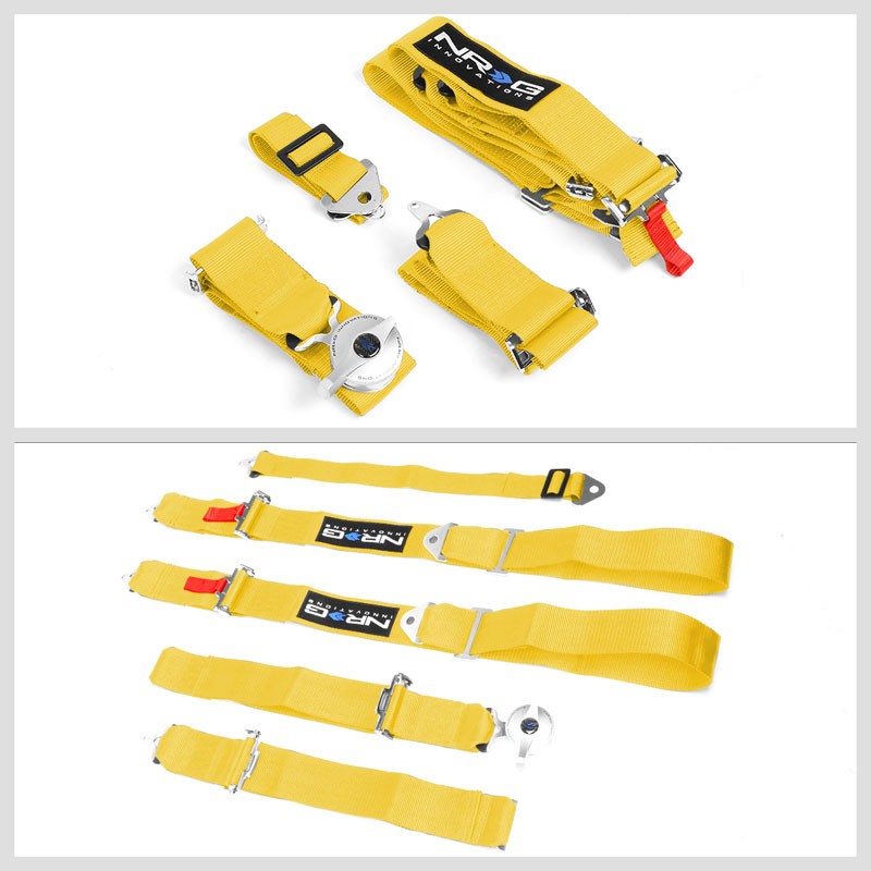 NRG SBH-R6PCYL 5-Point Cam Lock Yellow SFI 16.1 Racing Seat Belt Harness-Seats & Components-BuildFastCar