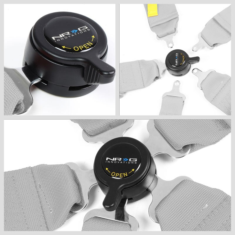 NRG SBH-RS5PCGY 5-Point Cam Lock Grey SFI Approved 16.1 Racing Seat Belt Harness-Seats & Components-BuildFastCar