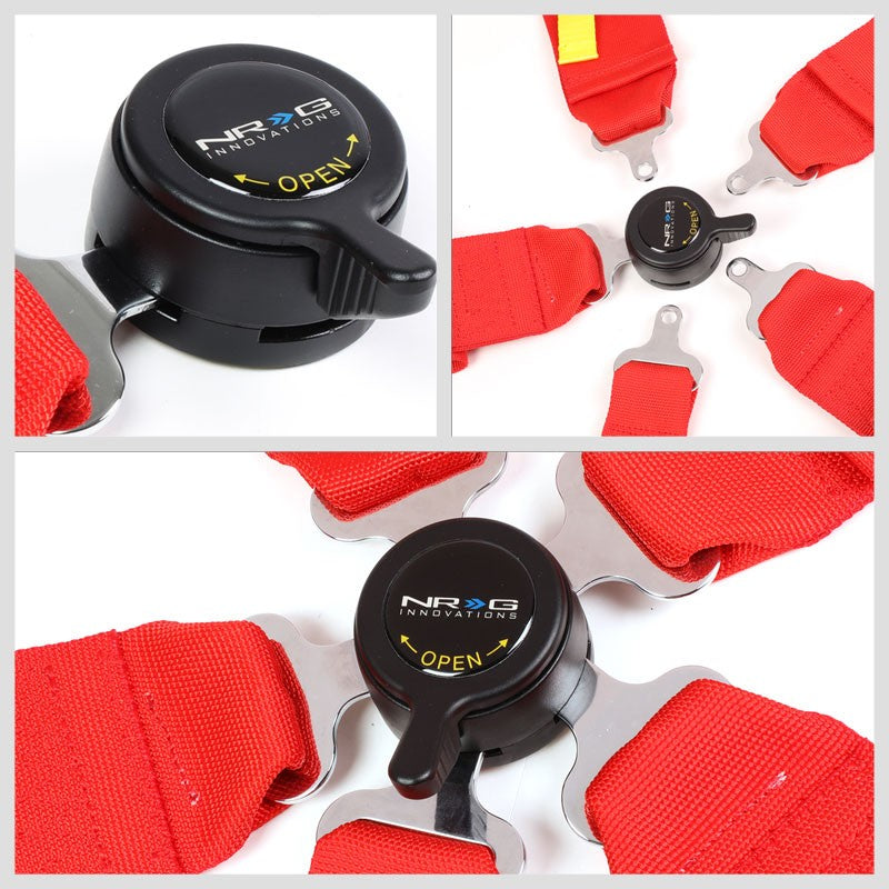 NRG SBH-RS5PCRD 5-Point Cam Lock Red SFI Approved 16.1 Racing Seat Belt Harness-Seats & Components-BuildFastCar