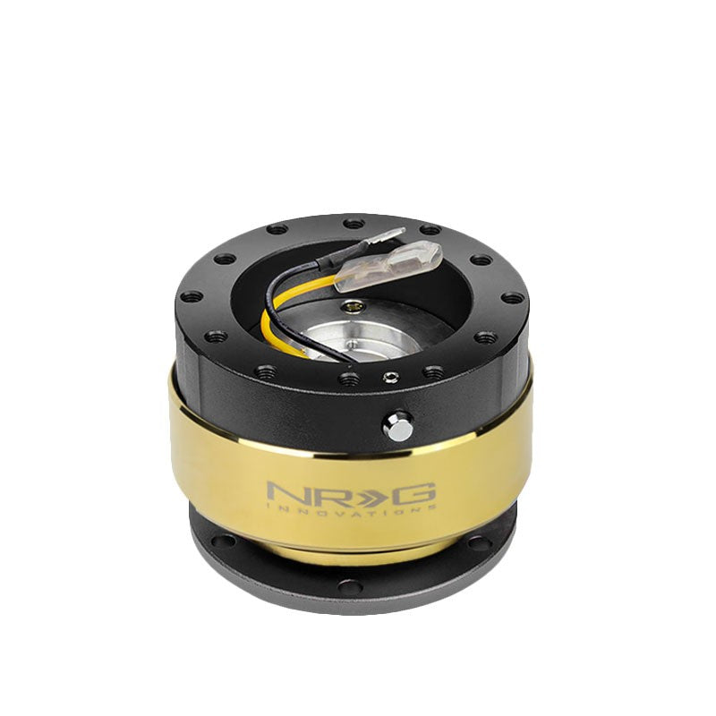 NRG Black Body/Chrome Gold Ring GEN 2.0 Steering Wheel Quick Release Adapter-Interior-BuildFastCar