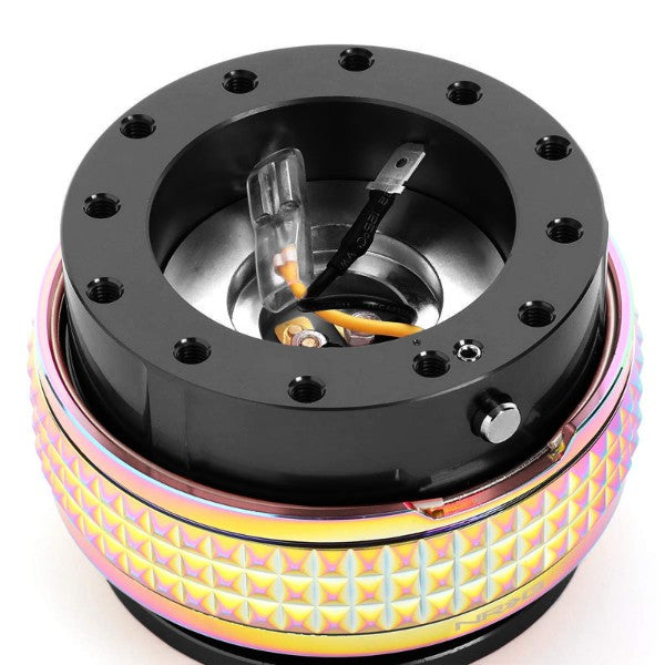 NRG Black Body/Neo Chrome Ring Gen 2.1 Steering Wheel Quick Release Adapter-Interior-BuildFastCar
