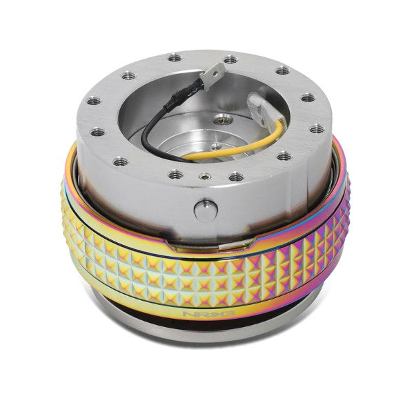 NRG Gunmetal Body/Neo Chrome Ring Gen 2.1 Steering Wheel Quick Release Adapter-Interior-BuildFastCar