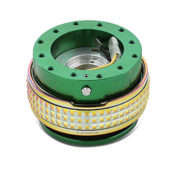 NRG Green Body/Neo Chrome Ring Gen 2.1 Steering Wheel Quick Release Adapter-Interior-BuildFastCar