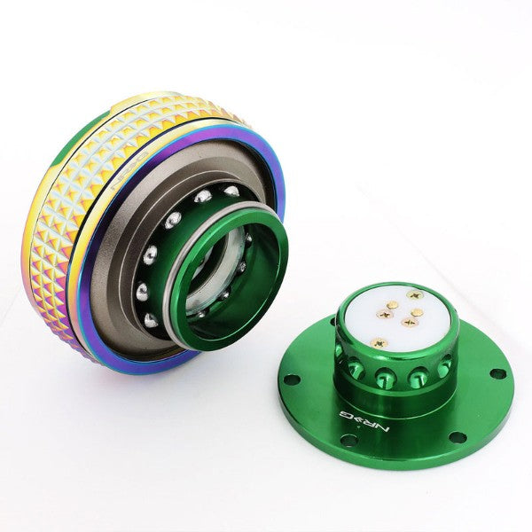 NRG Green Body/Neo Chrome Ring Gen 2.1 Steering Wheel Quick Release Adapter-Interior-BuildFastCar