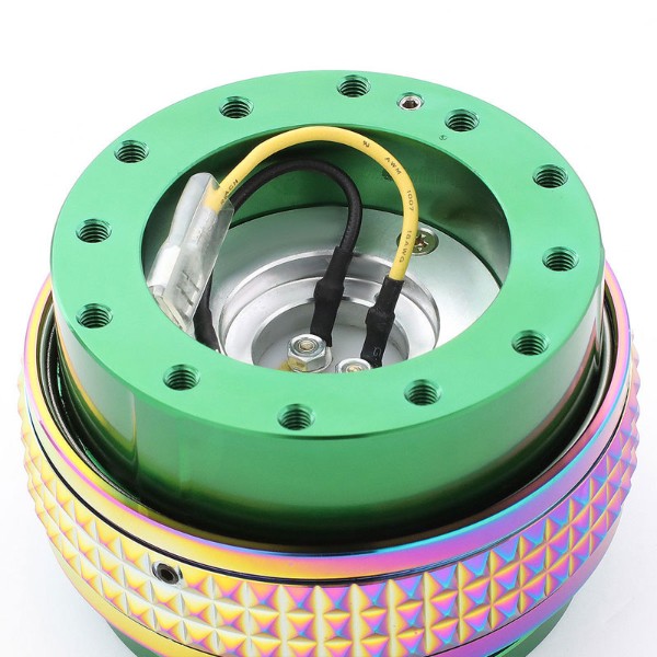 NRG Green Body/Neo Chrome Ring Gen 2.1 Steering Wheel Quick Release Adapter-Interior-BuildFastCar