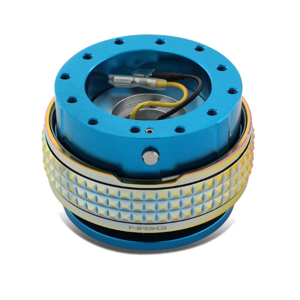 NRG Light Blue Body/Neo Chrome Ring Gen 2.1 Steering Wheel Quick Release Adapter-Interior-BuildFastCar
