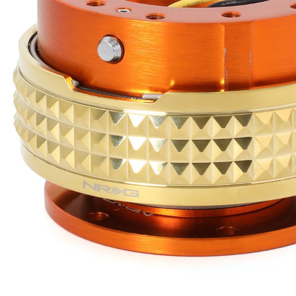 NRG Orange Body/Chrome Gold Ring Gen 2.1 Steering Wheel Quick Release Adapter-Interior-BuildFastCar