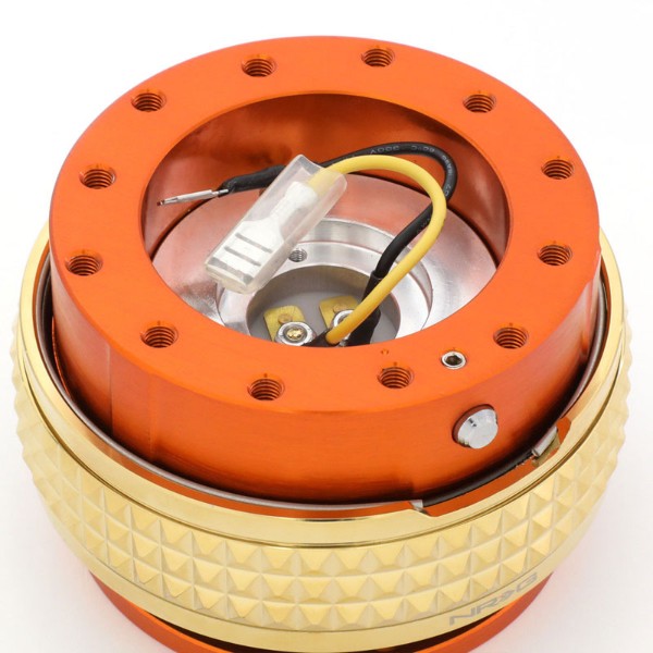 NRG Orange Body/Chrome Gold Ring Gen 2.1 Steering Wheel Quick Release Adapter-Interior-BuildFastCar
