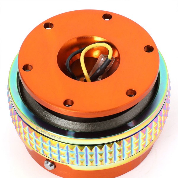 NRG Orange Body/Neo Chrome Ring Gen 2.1 Steering Wheel Quick Release Adapter-Interior-BuildFastCar