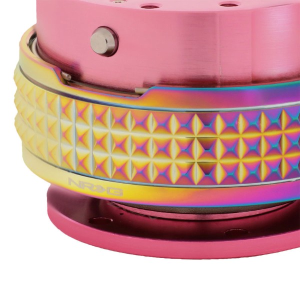 NRG Pink Body/Neo Chrome Ring Gen 2.1 Steering Wheel Quick Release Adapter-Interior-BuildFastCar