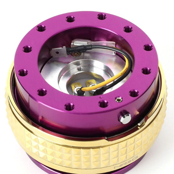 NRG Purple Body/Chrome Gold Ring Gen 2.1 Steering Wheel Quick Release Adapter-Interior-BuildFastCar