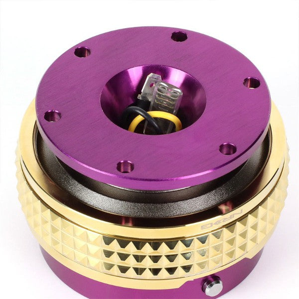 NRG Purple Body/Chrome Gold Ring Gen 2.1 Steering Wheel Quick Release Adapter-Interior-BuildFastCar