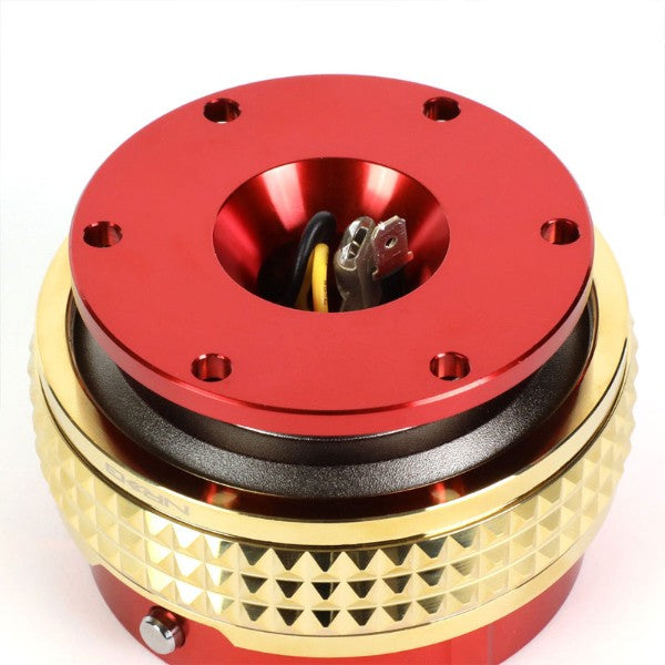 NRG Red Body/Chrome Gold Ring Gen 2.1 Steering Wheel Quick Release Adapter-Interior-BuildFastCar