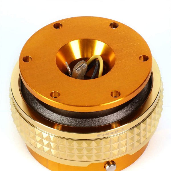 NRG Rose Gold Body/Chrome Gold Ring Gen 2.1 Steering Wheel Quick Release Adapter-Interior-BuildFastCar