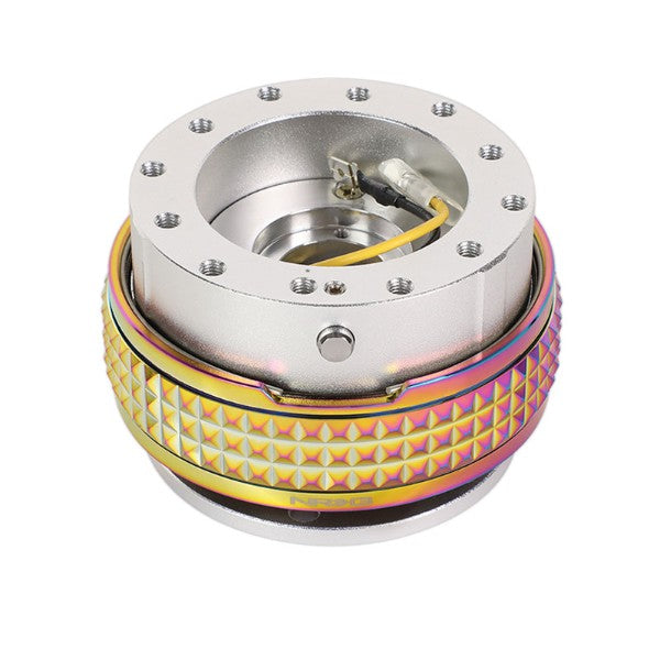 NRG Silver Body/Neo Chrome Ring Gen 2.1 Steering Wheel Quick Release Adapter-Interior-BuildFastCar