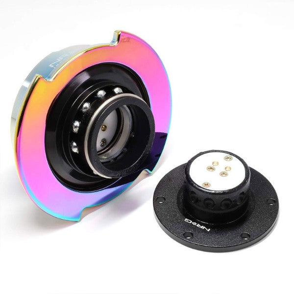 NRG Black Body/Neo Chrome Ring Gen 2.5 Steering Wheel Quick Release Adapter-Interior-BuildFastCar