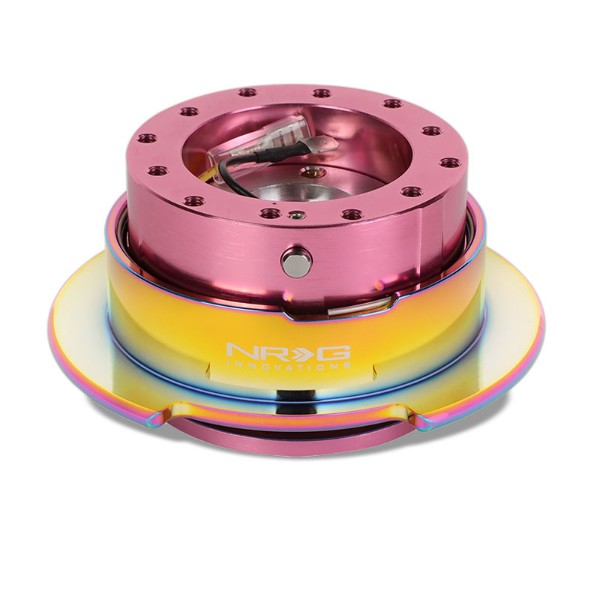 NRG Pink Body/Neo Chrome Ring Gen 2.5 Steering Wheel Quick Release Adapter-Interior-BuildFastCar