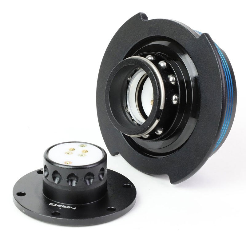 NRG Blue Stripes Black Body GEN 2.9 6-Hole Steering Wheel Quick Release Adapter-Interior-BuildFastCar