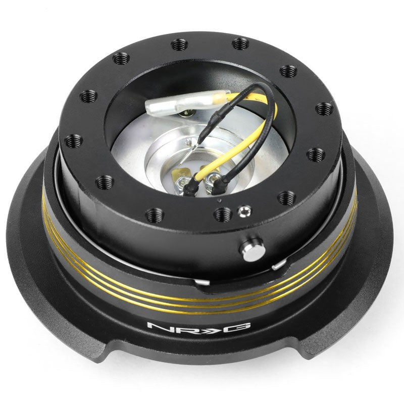 NRG Gold Stripes Black Body GEN 2.9 6-Hole Steering Wheel Quick Release Adapter-Interior-BuildFastCar