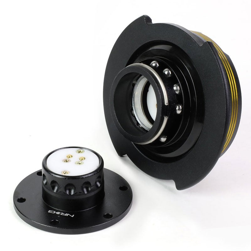 NRG Gold Stripes Black Body GEN 2.9 6-Hole Steering Wheel Quick Release Adapter-Interior-BuildFastCar