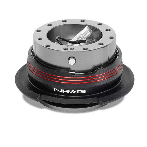 NRG Red Stripes/Gunmetal Body GEN 2.9 6-Hole Steering Wheel Quick Release-Interior-BuildFastCar