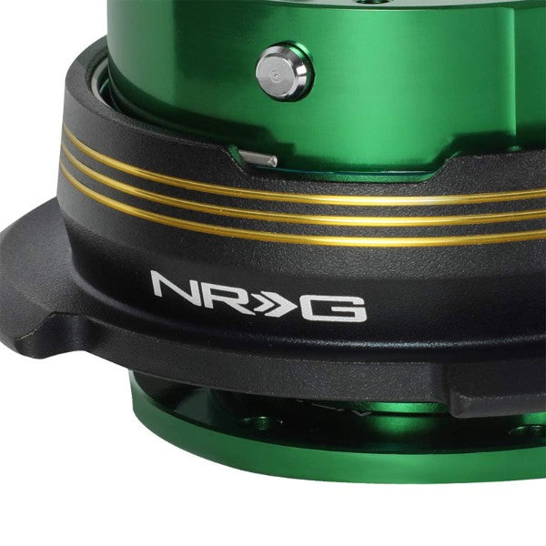 NRG Chrome Gold Stripes/Green Body GEN 2.9 6-Hole Steering Wheel Quick Release-Interior-BuildFastCar