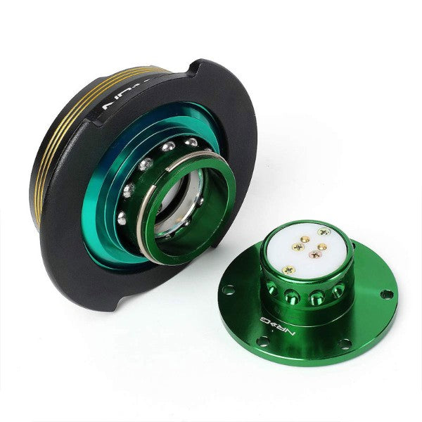 NRG Chrome Gold Stripes/Green Body GEN 2.9 6-Hole Steering Wheel Quick Release-Interior-BuildFastCar