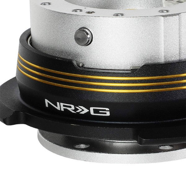 NRG Chrome Gold Stripes/Silver Body GEN 2.9 6-Hole Steering Wheel Quick Release-Interior-BuildFastCar