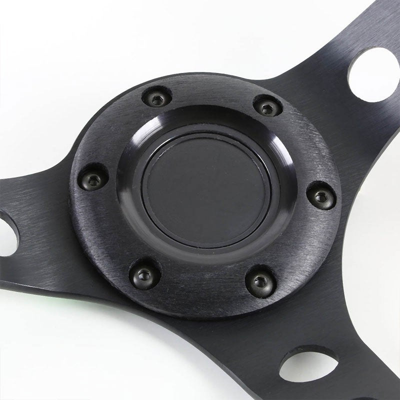 NRG Orange Carbon Fiber/Black 3 Spokes Deep Dish 6-Bolt 350mm Steering Wheel-Interior-BuildFastCar