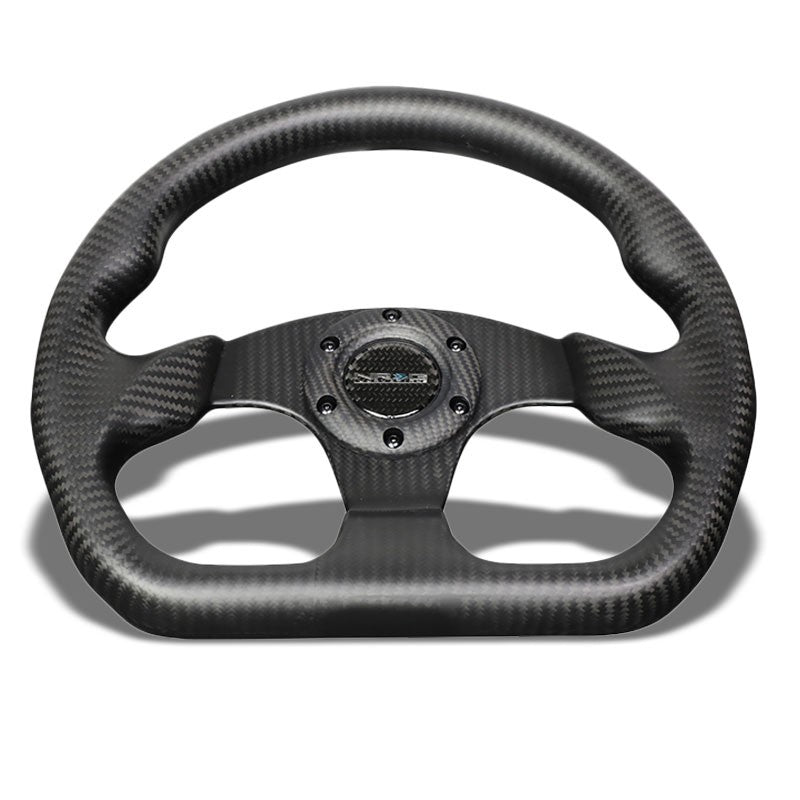 Full Matte Carbon Fiber D-Shape Flat Bottom 320mm ST-009CF-MB NRG Steering Wheel-Interior-BuildFastCar