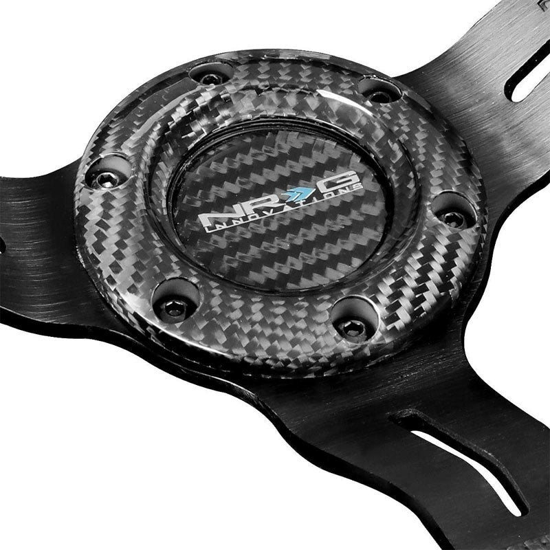 Carbon Fiber/Black Slit Hole 350mm 1.5" Deep ST-010CFBS NRG Steering Wheel+Horn-Interior-BuildFastCar