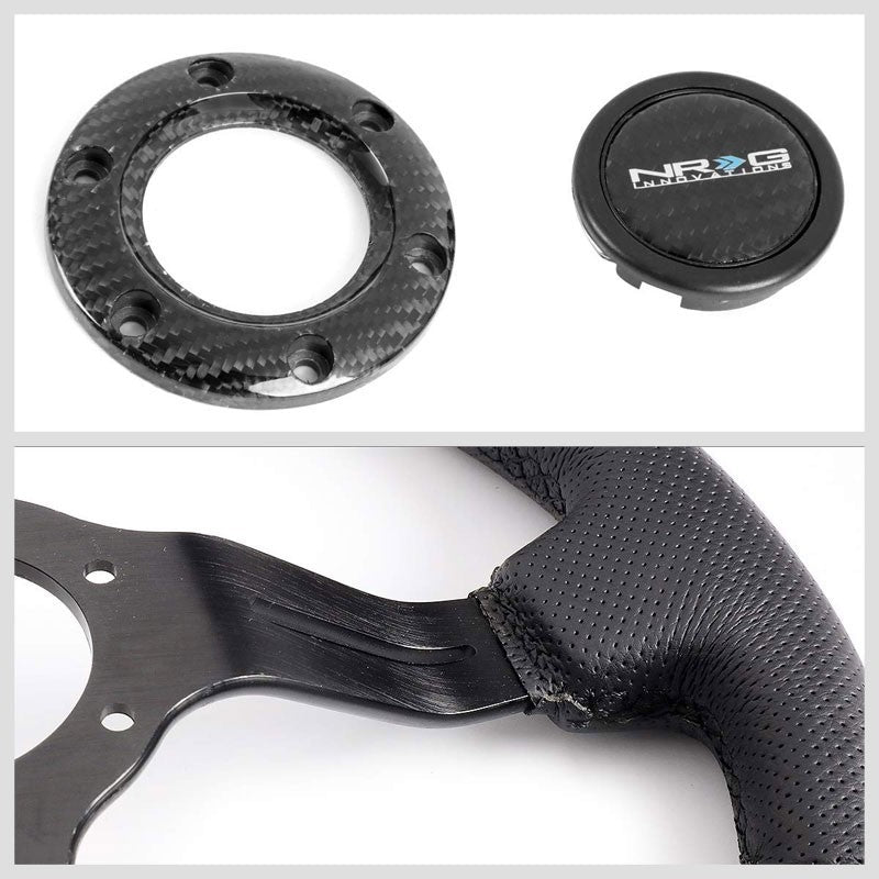 Carbon Fiber/Black Slit Hole 350mm 1.5" Deep ST-010CFBS NRG Steering Wheel+Horn-Interior-BuildFastCar