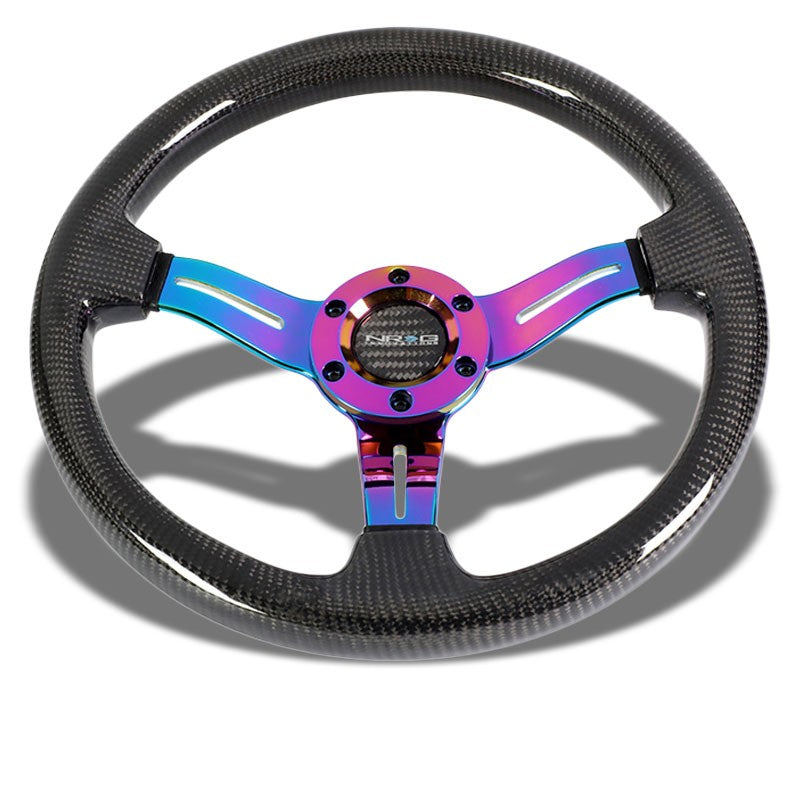 Carbon FiberNeo Chrome Slit Hole 350mm 1.5" Deep ST-010MC-CF NRG Steering Wheel-Interior-BuildFastCar