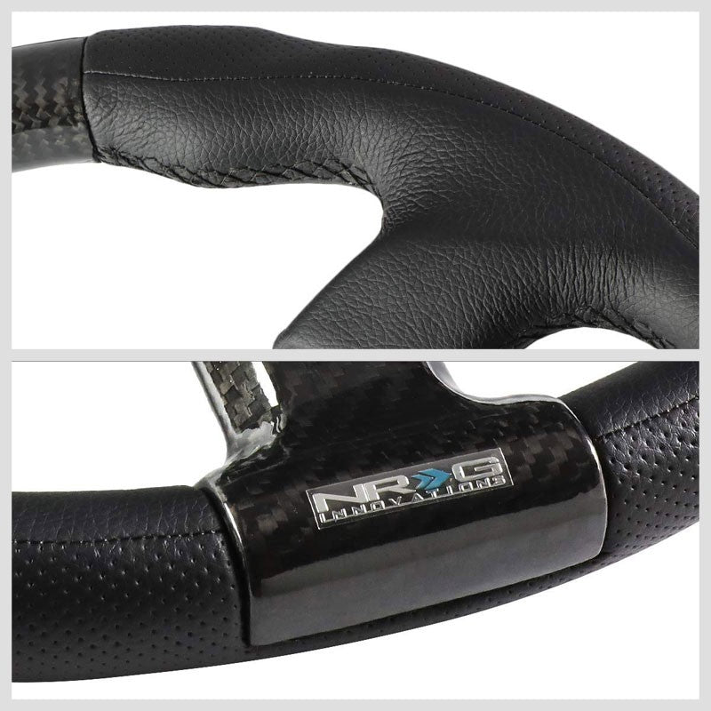 Silver Spoke/Carbon Fiber Center 350mm ST-013CFSL NRG Steering Wheel+Horn Button-Interior-BuildFastCar