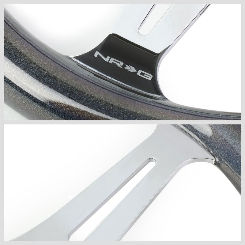 NRG Sparkle Black Wood Gain/Chrome Spokes Deep Dish 6-Bolt 350mm Steering Wheel-Interior-BuildFastCar