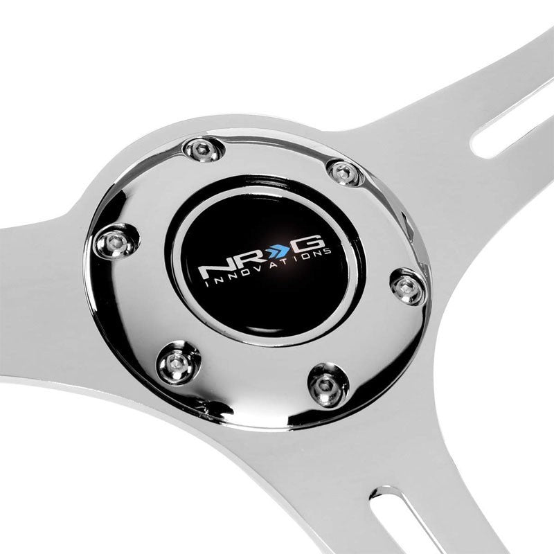 Neon Purple Wood/Chrome Slit Holes 350mm 2" Deep ST-015CH-NPP NRG Steering Wheel-Interior-BuildFastCar