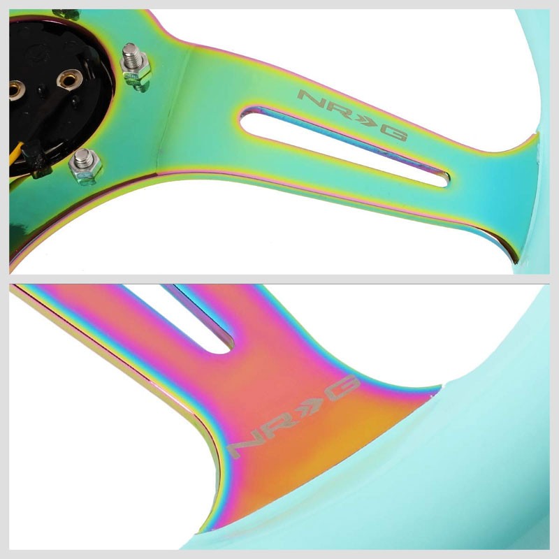 Mint Frost Wood/Neo Chrome Slit 350mm 2" Deep ST-015MC-MF NRG Steering Wheel-Interior-BuildFastCar