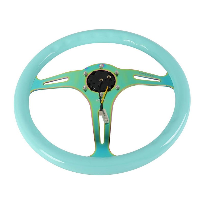Mint Frost Wood/Neo Chrome Slit 350mm 2" Deep ST-015MC-MF NRG Steering Wheel-Interior-BuildFastCar