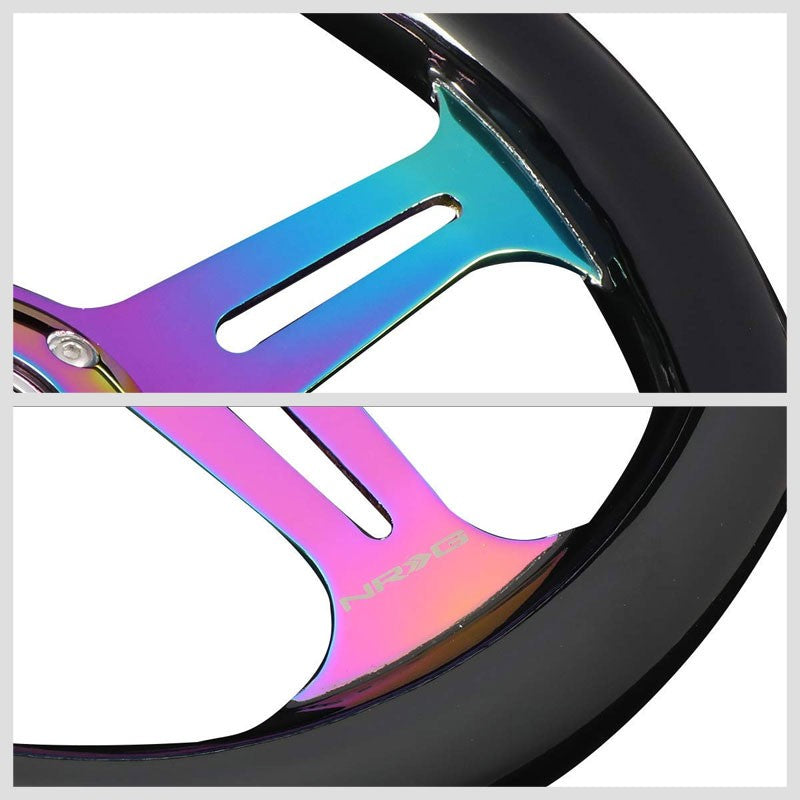 Black Wood/Neo Chrome Slit Hole 310mm ST-310BK-MC NRG Steering Wheel+Horn Button