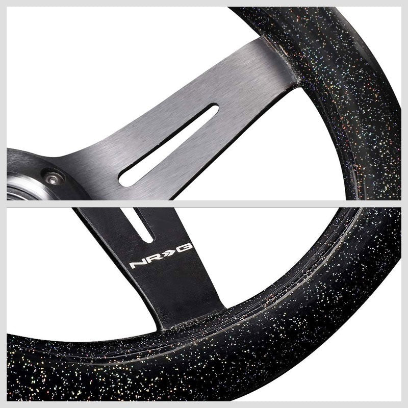 Black Flake Wood/Slit Holes 310mm ST-310BSB-BK NRG Steering Wheel+Horn Button