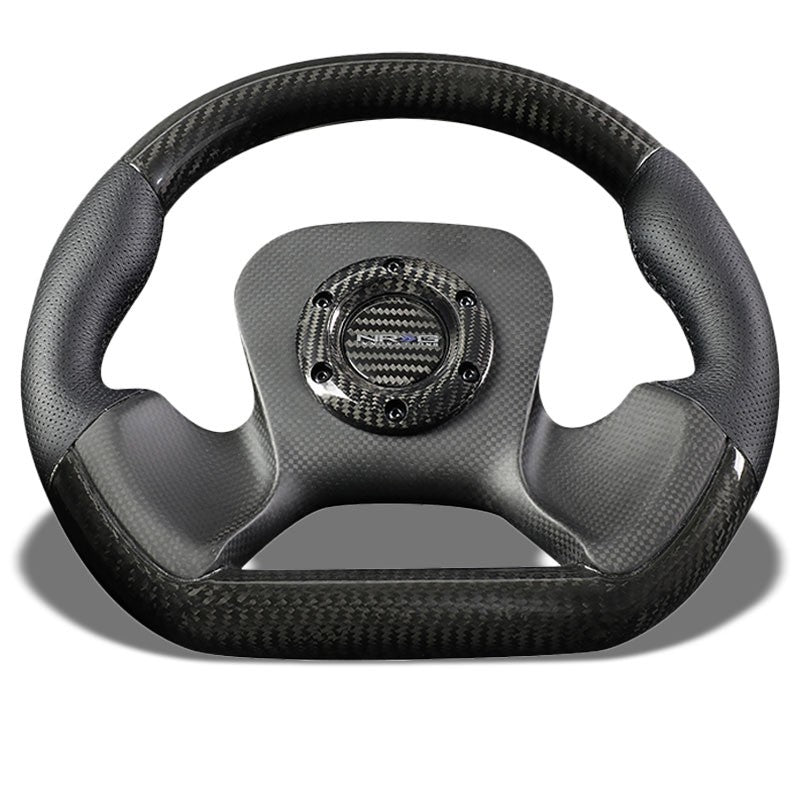 Carbon Fiber D-Shape Flat Bottom 320mm ST-X10CF NRG Steering Wheel+Horn Button-Interior-BuildFastCar